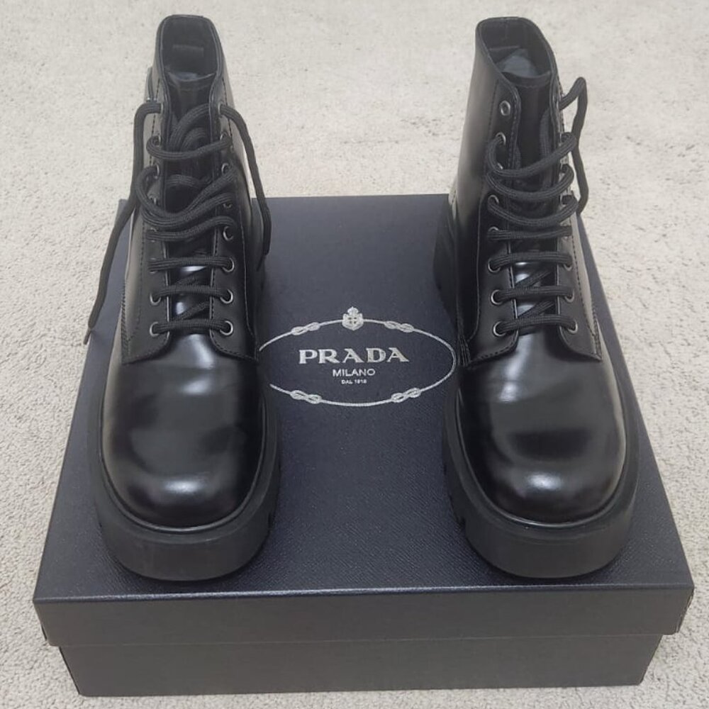 Prada Brushed leather combat boots Men Size 8.5 US - Picture 2 of 10